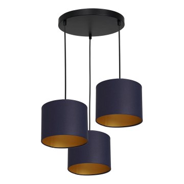 Ljuskrona med upphängningsrem ARDEN 3xE27/60W/230V lila/gyllene