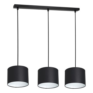 Ljuskrona med upphängningsrem ARDEN 3xE27/60W/230V svart/vit