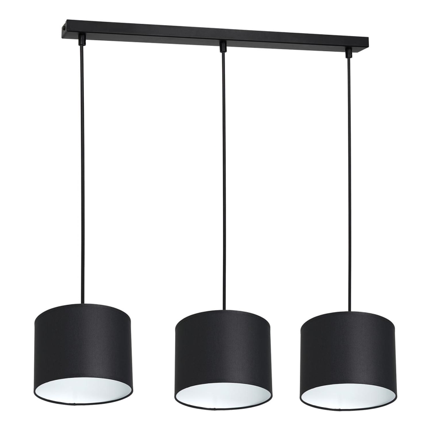Ljuskrona med upphängningsrem ARDEN 3xE27/60W/230V svart/vit