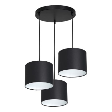 Ljuskrona med upphängningsrem ARDEN 3xE27/60W/230V svart/vit