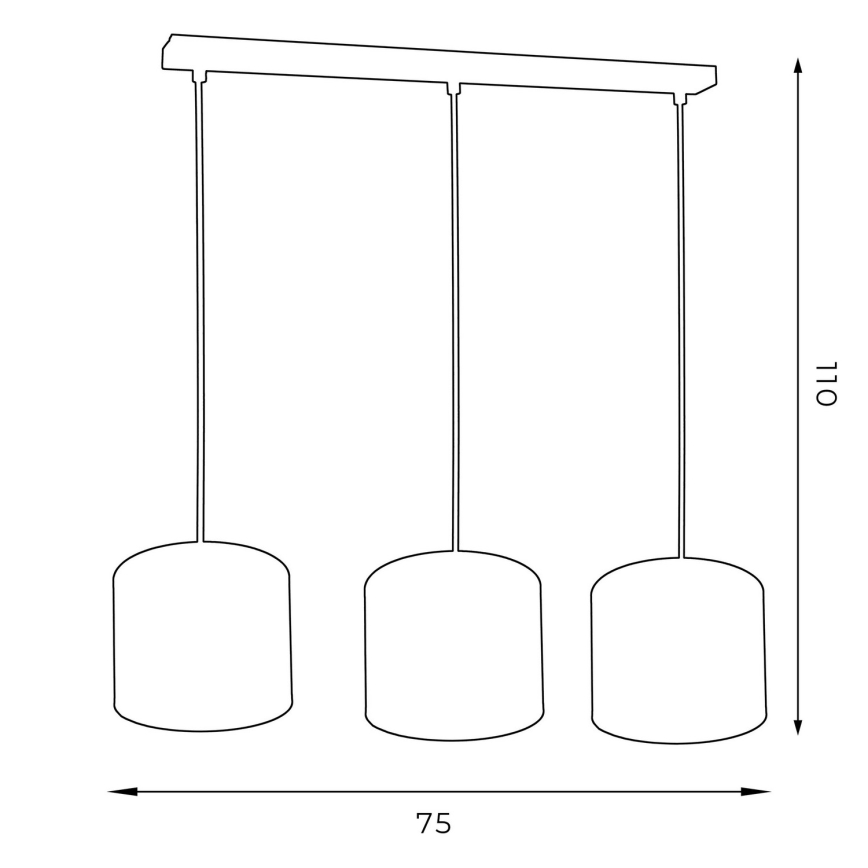 Ljuskrona med upphängningsrem ARDEN 3xE27/60W/230V vit/gyllene