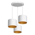 Ljuskrona med upphängningsrem ARDEN 3xE27/60W/230V vit/gyllene