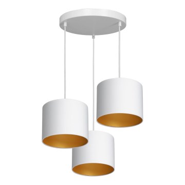 Ljuskrona med upphängningsrem ARDEN 3xE27/60W/230V vit/gyllene
