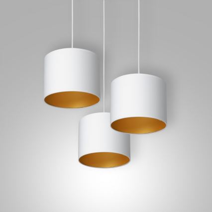 Ljuskrona med upphängningsrem ARDEN 3xE27/60W/230V vit/gyllene