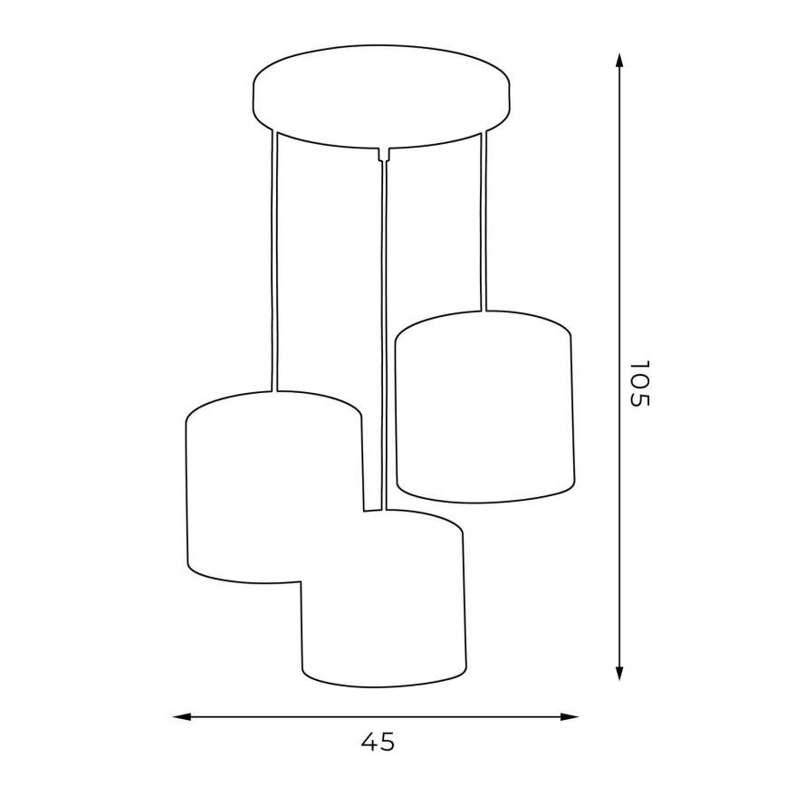 Ljuskrona med upphängningsrem ARDEN 3xE27/60W/230V vit/gyllene