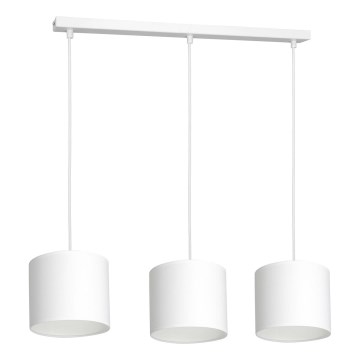 Ljuskrona med upphängningsrem ARDEN 3xE27/60W/230V vit