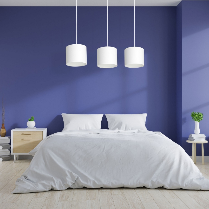 Ljuskrona med upphängningsrem ARDEN 3xE27/60W/230V vit