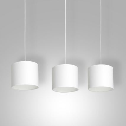 Ljuskrona med upphängningsrem ARDEN 3xE27/60W/230V vit
