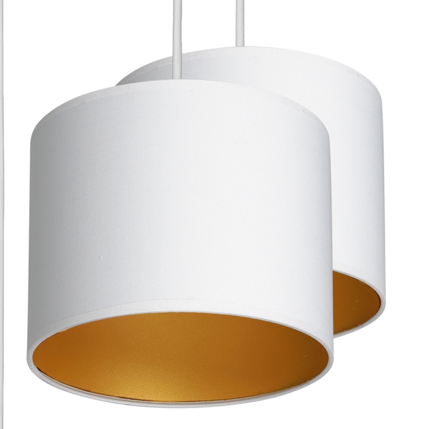 Ljuskrona med upphängningsrem ARDEN 5xE27/60W/230V vit/gyllene