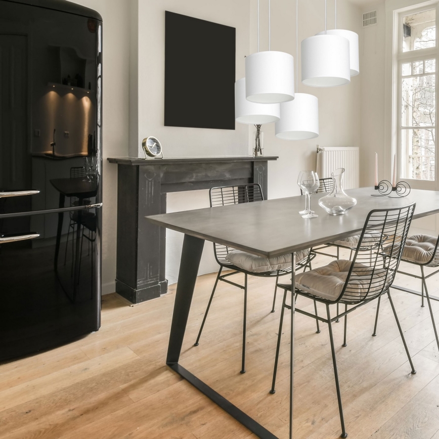 Ljuskrona med upphängningsrem ARDEN 5xE27/60W/230V vit