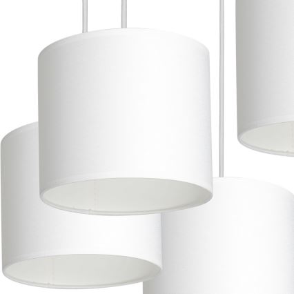 Ljuskrona med upphängningsrem ARDEN 5xE27/60W/230V vit