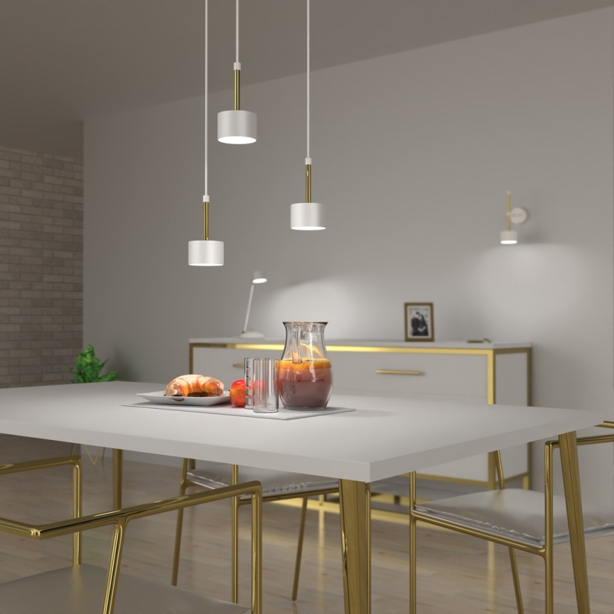 Ljuskrona med upphängningsrem ARENA 3xGX53/11W/230V vit/guld