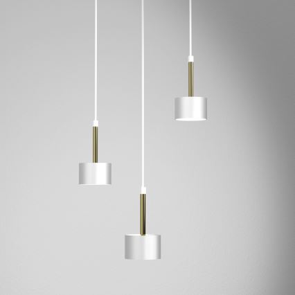 Ljuskrona med upphängningsrem ARENA 3xGX53/11W/230V vit/guld