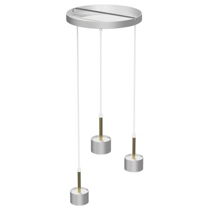 Ljuskrona med upphängningsrem ARENA 3xGX53/11W/230V vit/guld