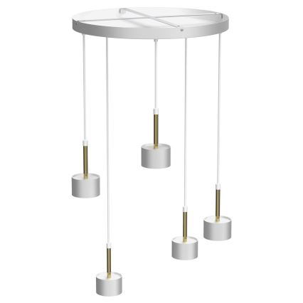 Ljuskrona med upphängningsrem ARENA 5xGX53/11W/230V vit/guld