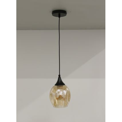 Ljuskrona med upphängningsrem ASPA 1xE27/40W/230V svart