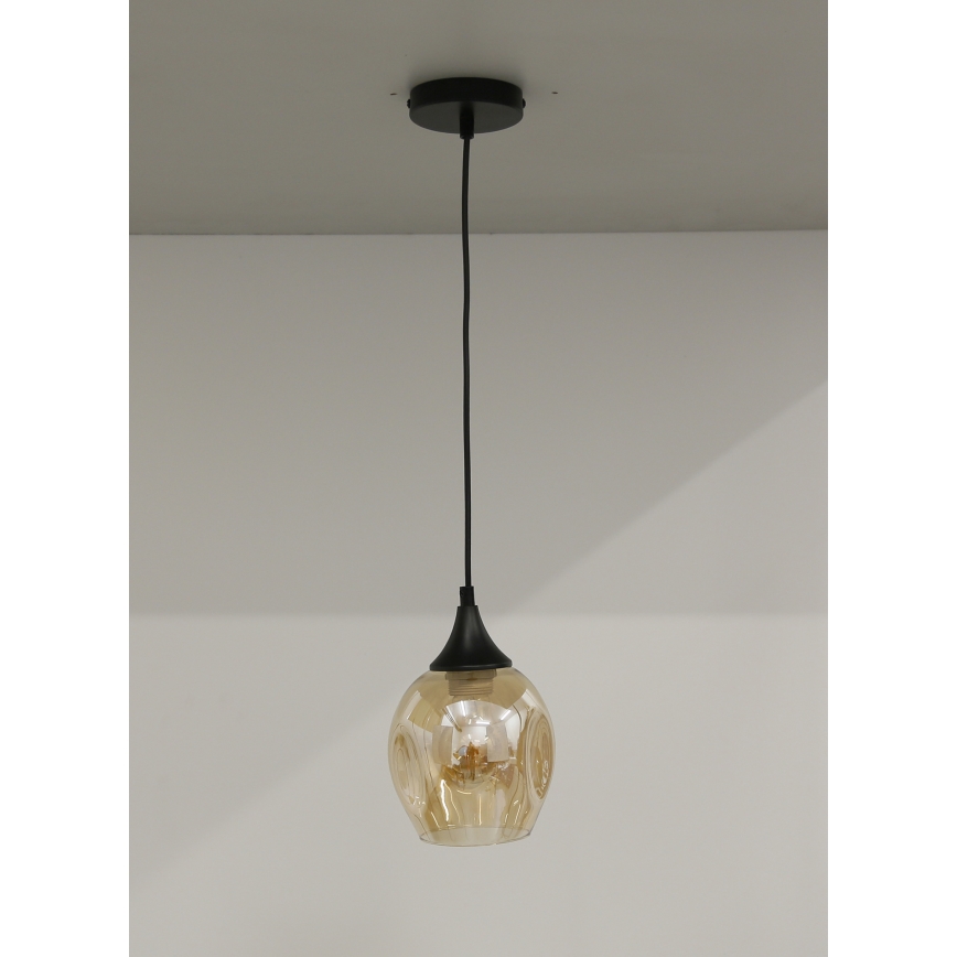 Ljuskrona med upphängningsrem ASPA 1xE27/40W/230V svart