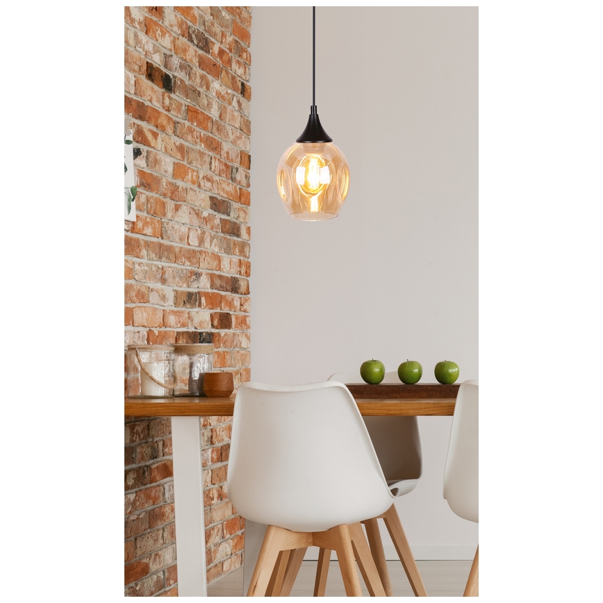 Ljuskrona med upphängningsrem ASPA 1xE27/40W/230V svart