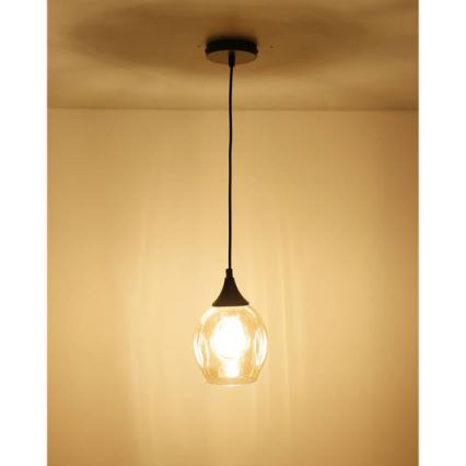 Ljuskrona med upphängningsrem ASPA 1xE27/40W/230V svart