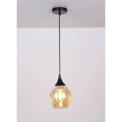 Ljuskrona med upphängningsrem ASPA 1xE27/40W/230V svart