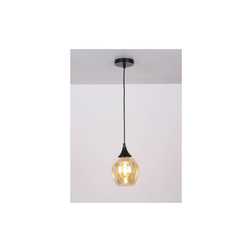Ljuskrona med upphängningsrem ASPA 1xE27/40W/230V svart