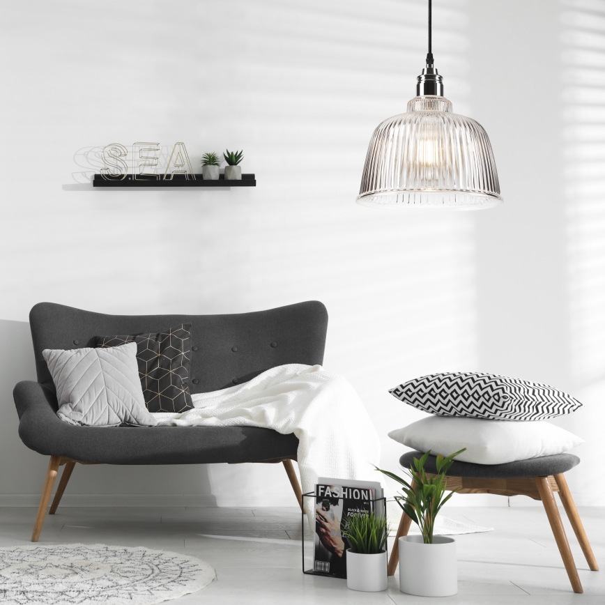 Ljusskrona med upphängningsrem  ASTA 1xE27/60W/230V blank krom