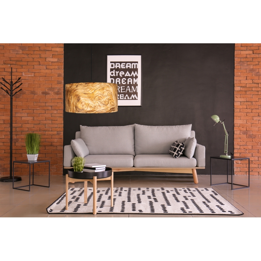 Ljuskrona med upphängningsrem  AXEL 1xE27/60W/230V beige /brun  diameter  35 cm