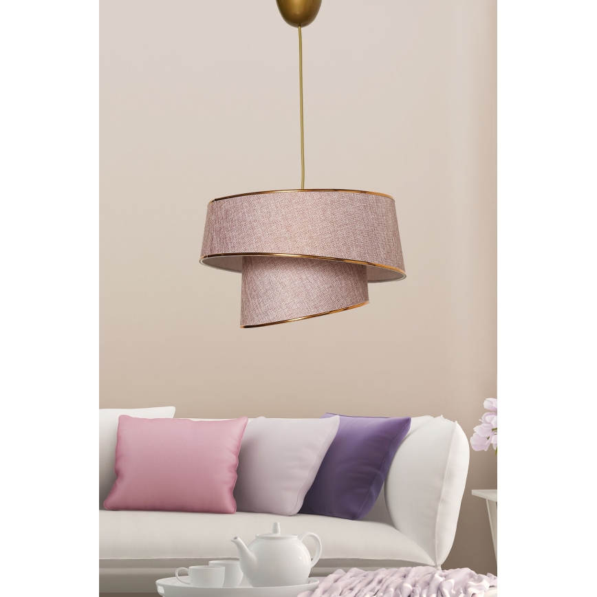Ljusskrona med upphängningsrem  BARETTE 1xE27/60W/230V rosa 