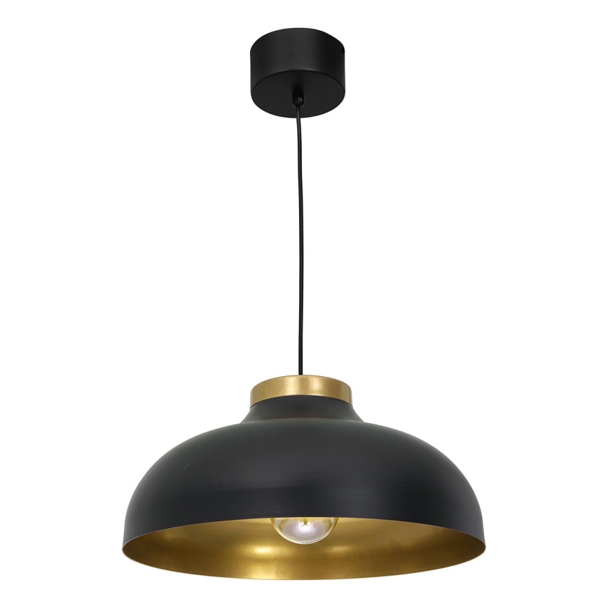 Ljuskrona med upphängningsrem BASCA 1xE27/60W/230V svart/gyllene
