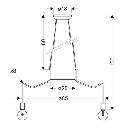 Ljuskrona med upphängningsrem BASSO 8xE27/40W/230V vit