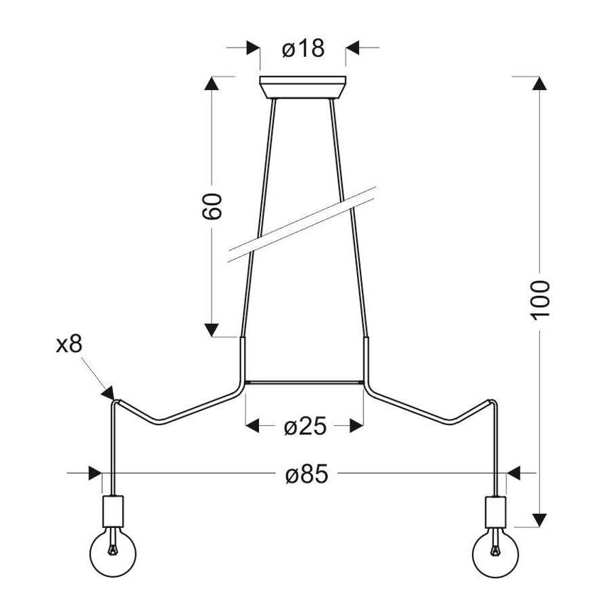 Ljuskrona med upphängningsrem BASSO 8xE27/40W/230V vit