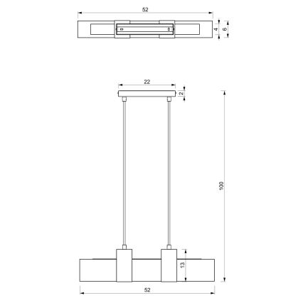 Ljuskrona med upphängningsrem BELEN 3xGU10/8W/230V