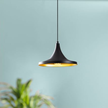 Ljusskrona med upphängningsrem  BERCESTE 1xE27/40W/230V svart 