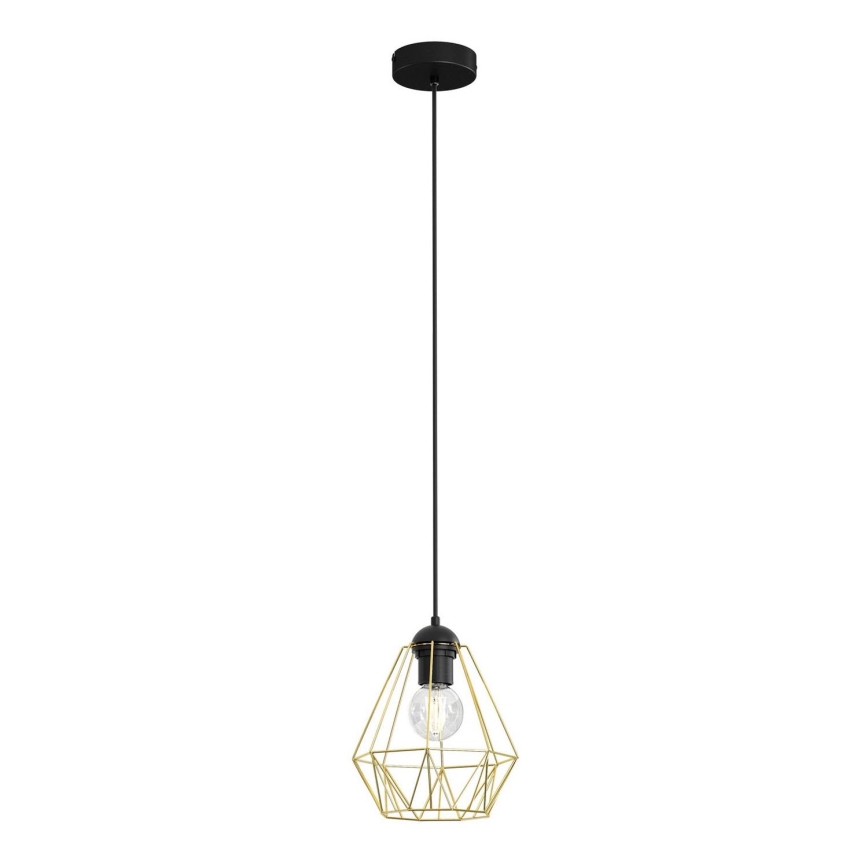 Ljuskrona med upphängningsrem BERGEN 1xE27/60W/230V svart/gyllene