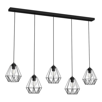 Ljuskrona med upphängningsrem BERGEN 5xE27/60W/230V svart