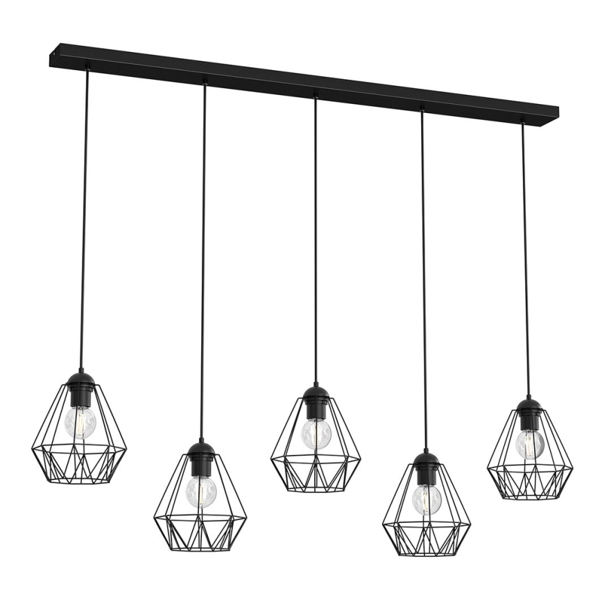 Ljuskrona med upphängningsrem BERGEN 5xE27/60W/230V svart
