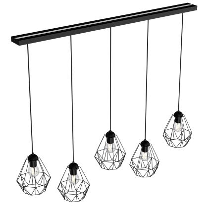 Ljuskrona med upphängningsrem BERGEN 5xE27/60W/230V svart