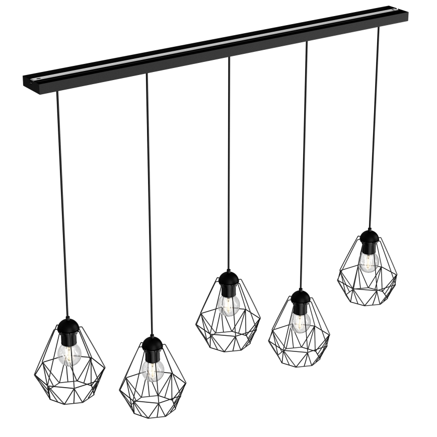 Ljuskrona med upphängningsrem BERGEN 5xE27/60W/230V svart