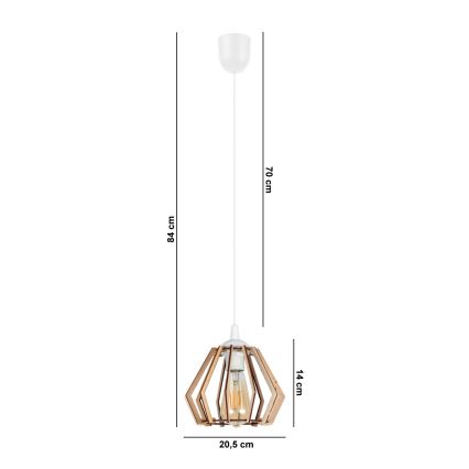 Ljuskrona med upphängningsrem  BERGO 1xE27/60W/230V vit 