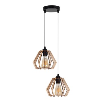 Ljuskrona med upphängningsrem  BERGO 2xE27/60W/230V svart 