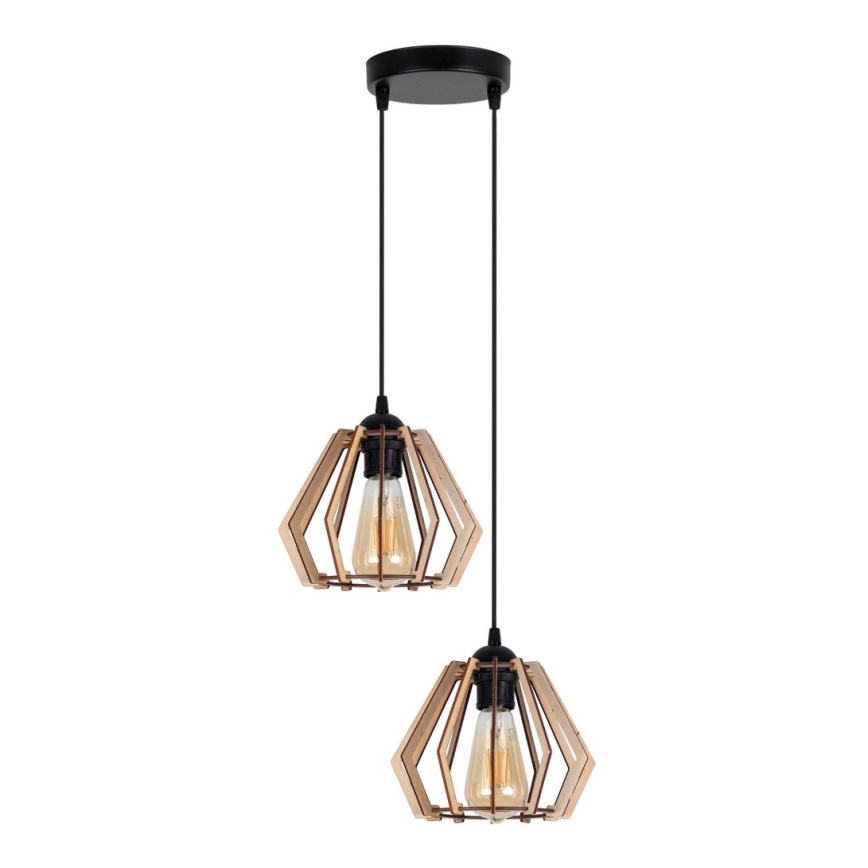 Ljuskrona med upphängningsrem  BERGO 2xE27/60W/230V svart 