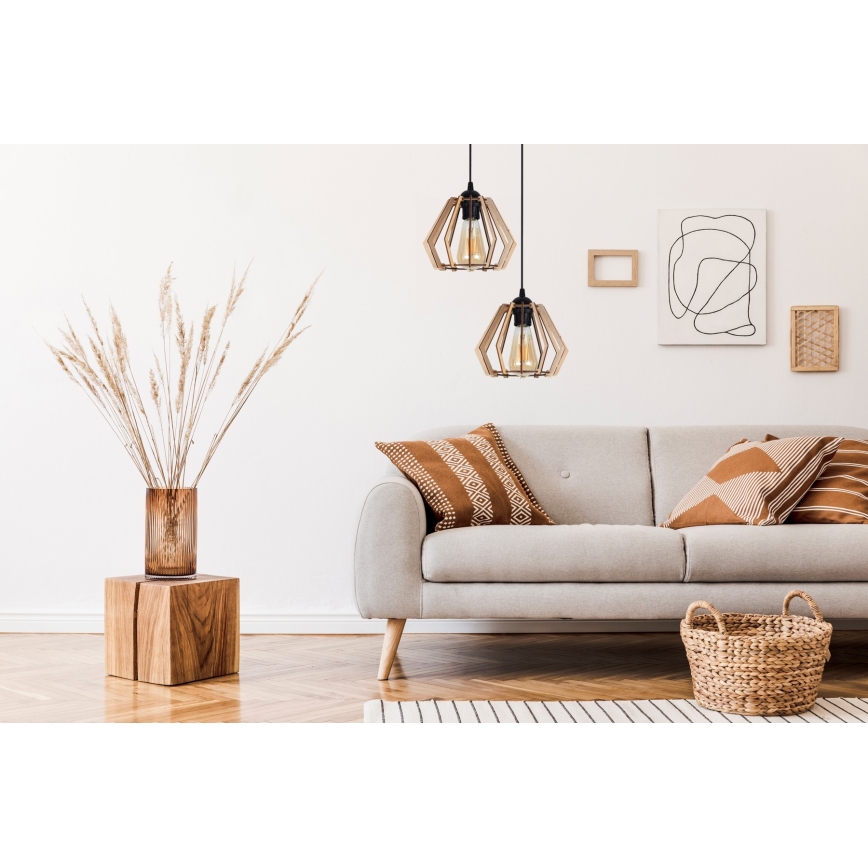 Ljuskrona med upphängningsrem  BERGO 2xE27/60W/230V svart 