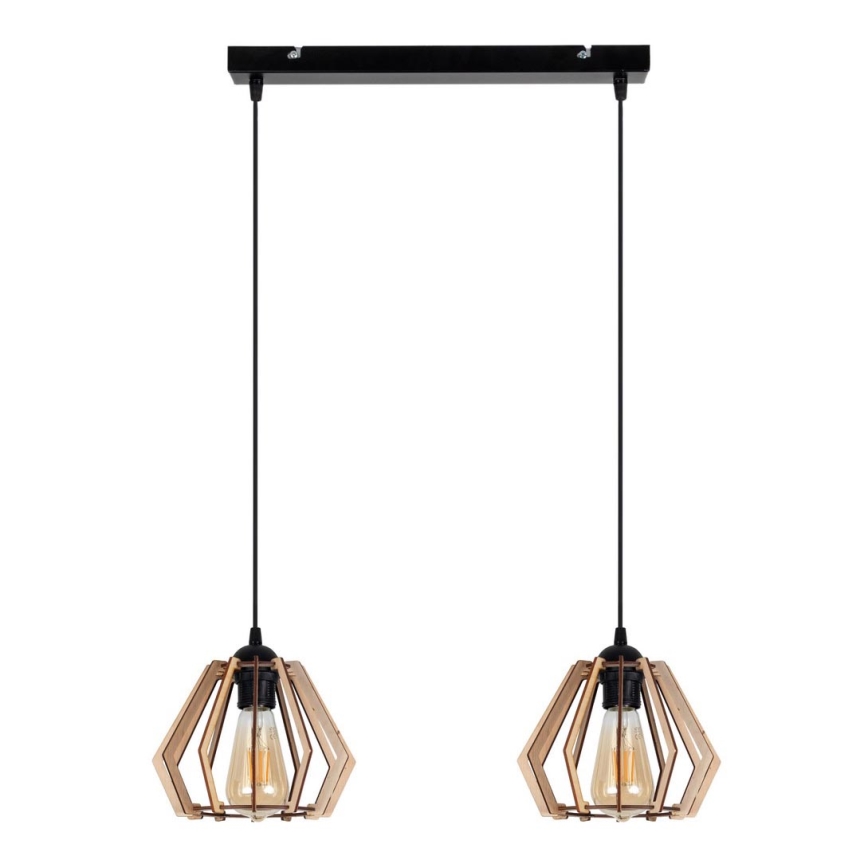 Ljuskrona med upphängningsrem  BERGO 2xE27/60W/230V svart 