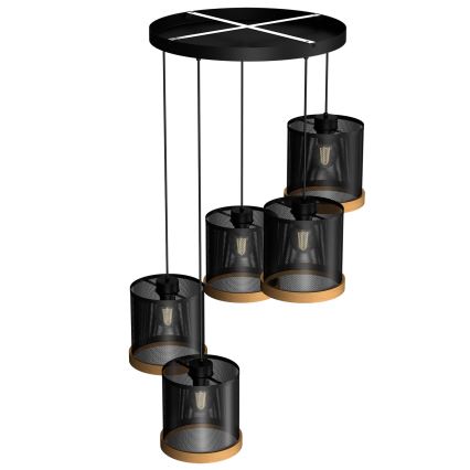Ljuskrona med upphängningsrem BERIL 5xE27/60W/230V