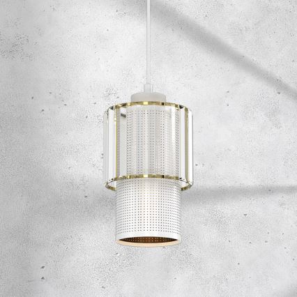 Ljuskrona med upphängningsrem BLANCO 1xE27/60W/230V vit