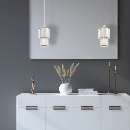 Ljuskrona med upphängningsrem BLANCO 1xE27/60W/230V vit