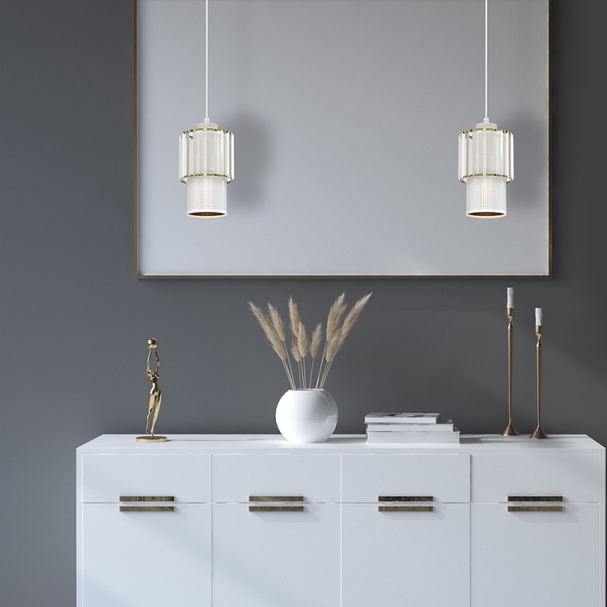 Ljuskrona med upphängningsrem BLANCO 1xE27/60W/230V vit