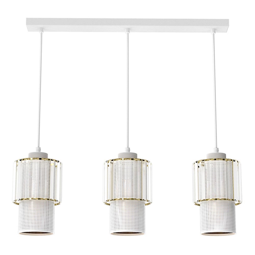 Ljuskrona med upphängningsrem BLANCO 3xE27/60W/230V vit