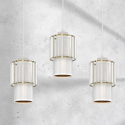 Ljuskrona med upphängningsrem BLANCO 3xE27/60W/230V vit