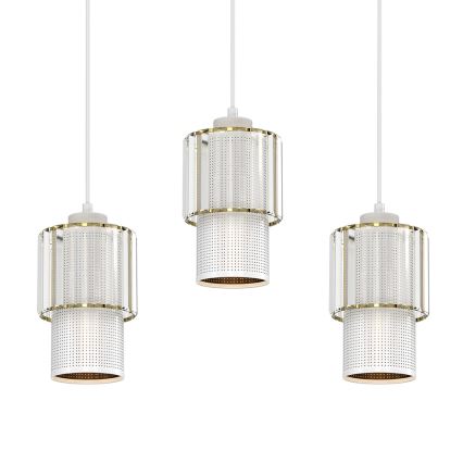 Ljuskrona med upphängningsrem BLANCO 3xE27/60W/230V vit